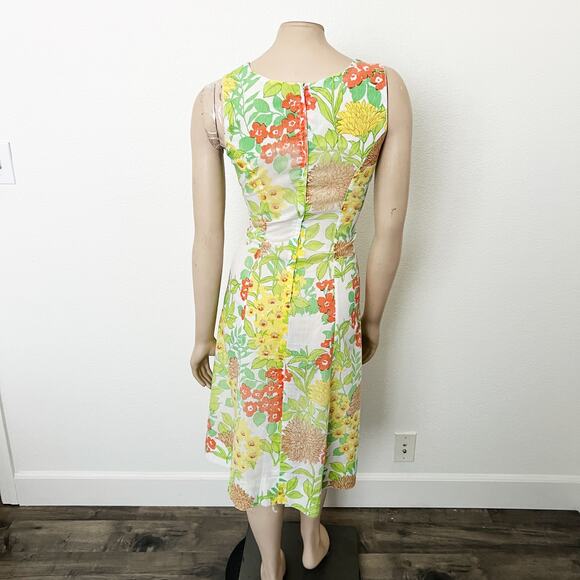 [Vintage] 60s St. Croix by Island Stuff Tropical Floral Square Neck Midi Dress - Picture 2 of 10
